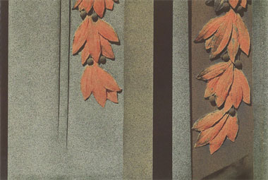 Denny Moers: Granite Slab with Red Flowers